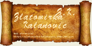 Zlatomirka Kalanović vizit kartica